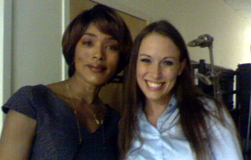 With Angela Bassett on the set of 