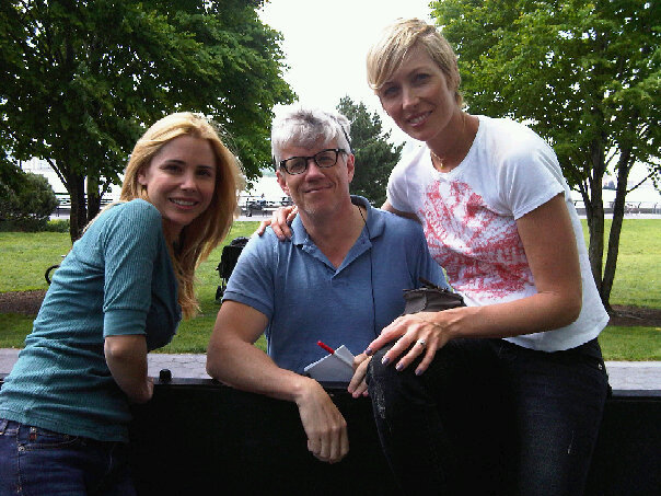 Kerry Butler, Peter Tolan and Regina Schneider on set of RESCUE ME.