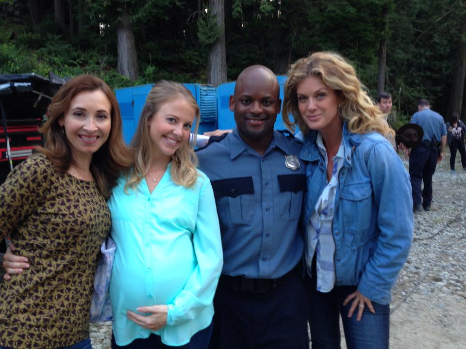 With Rachel Hunter, Doron Bell and Chelan Simmons on the set of 'Her Infidelity'.