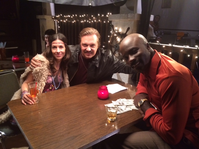 Etienne Eckert, Steven Wiig, and Mike Colter on the set of 