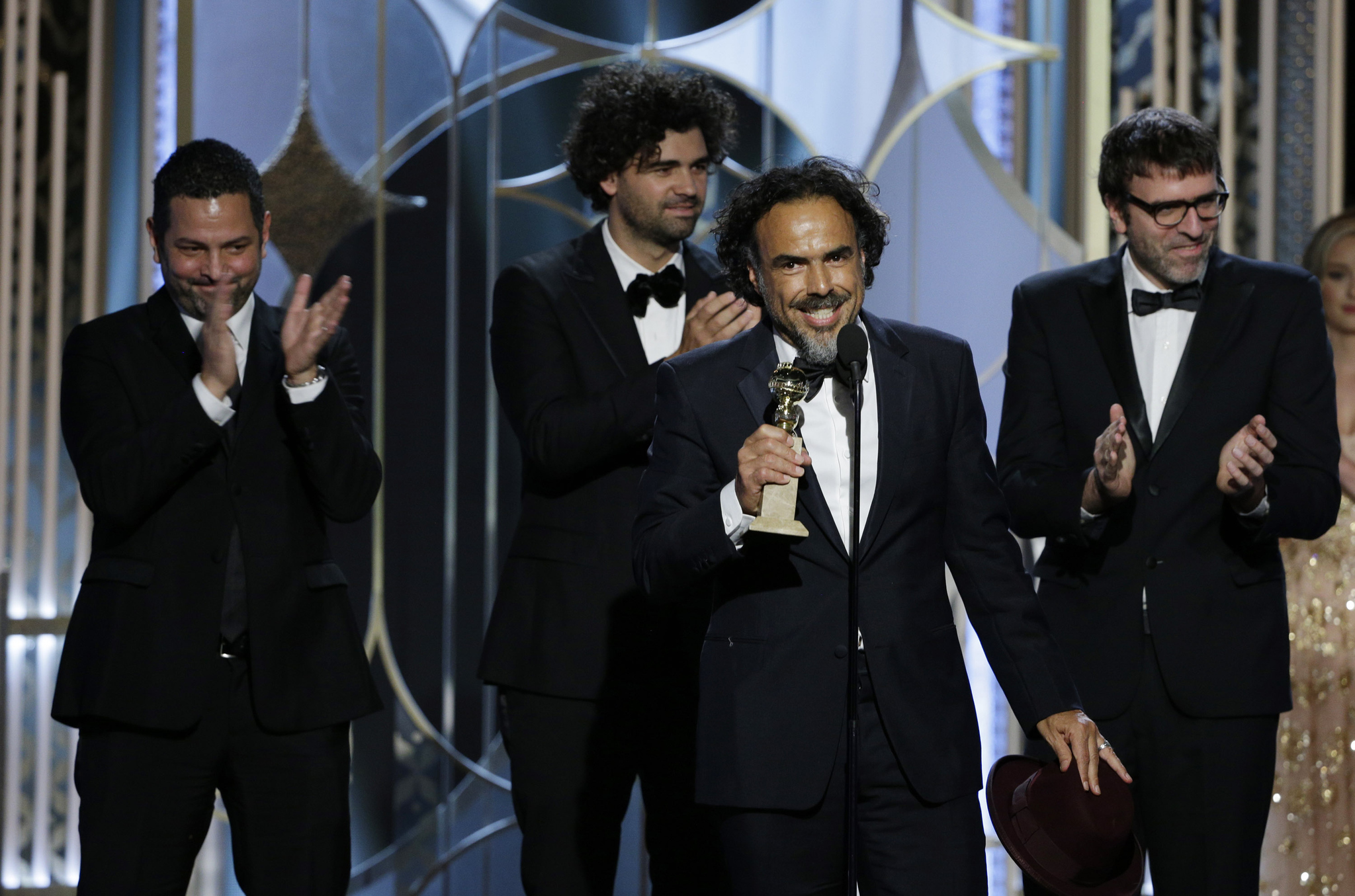 Alejandro González Iñárritu, Nicolás Giacobone, Armando Bo and Alexander Dinelaris at event of The 72nd Annual Golden Globe Awards (2015)