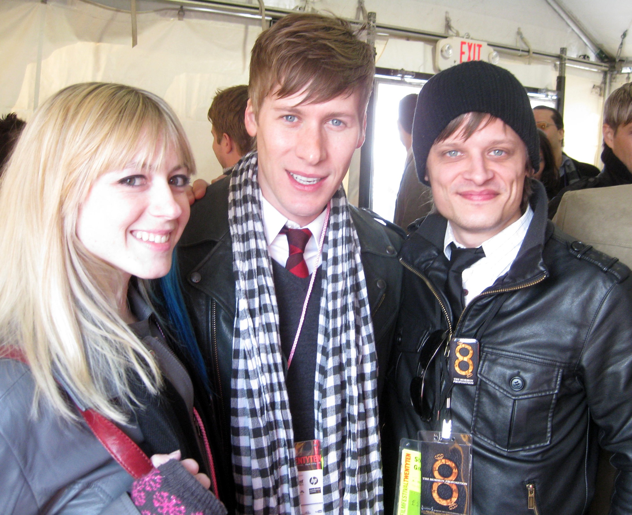 Emily Biondi, Dustin Lance Black, and Steven Greenstreet at the 2010 Sundance Film Festival.