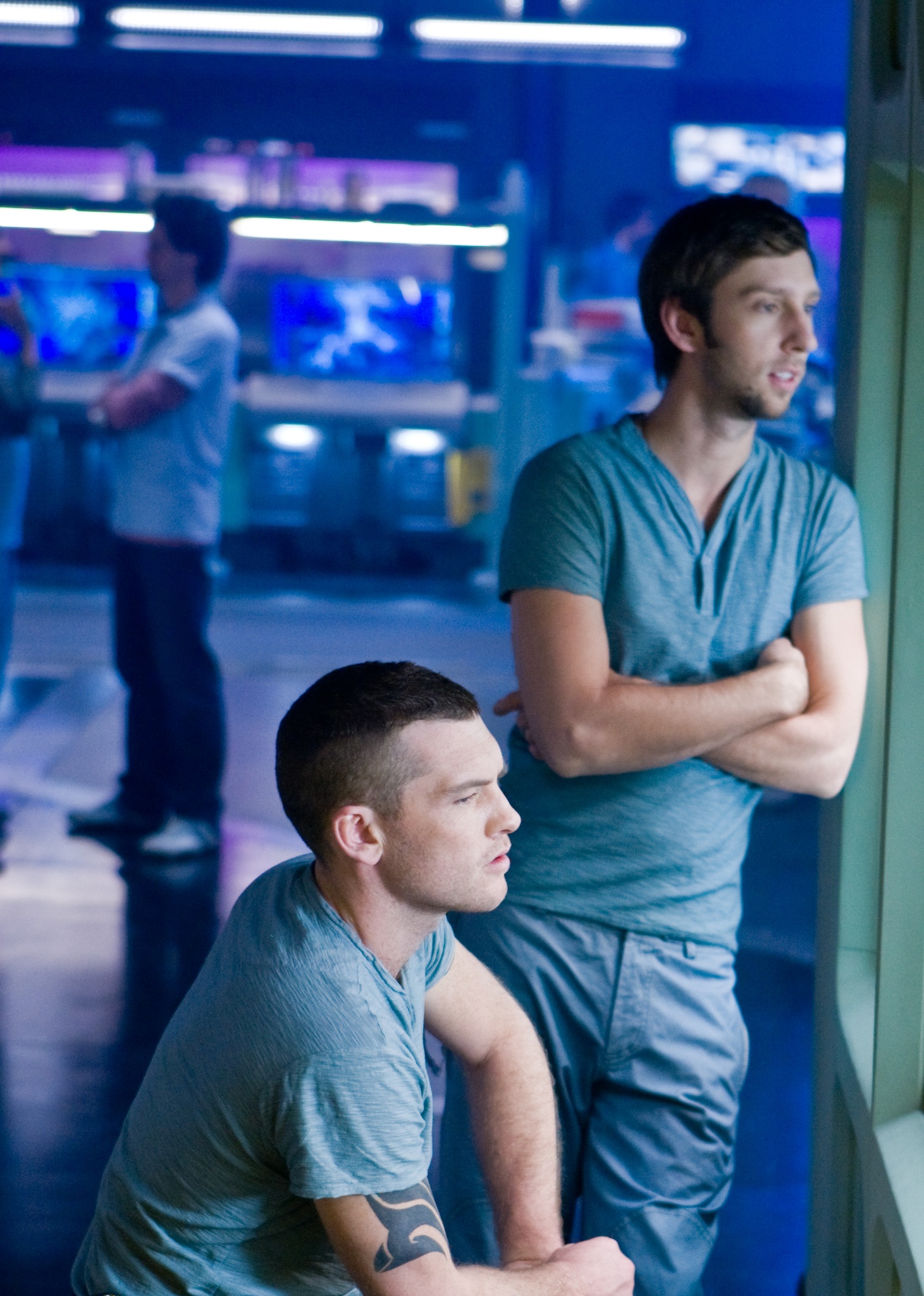 Still of Joel David Moore and Sam Worthington in Isikunijimas (2009)