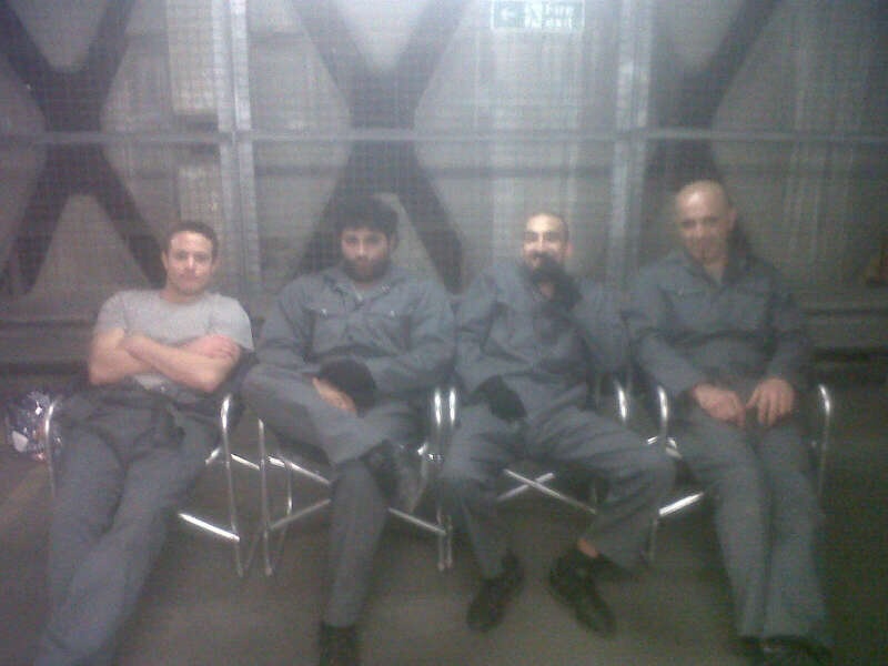 Me as Majid on set of BBC INSIDE MEN with (from left to right) Warren Brown,Greg Chillin and Joe Malik 2011