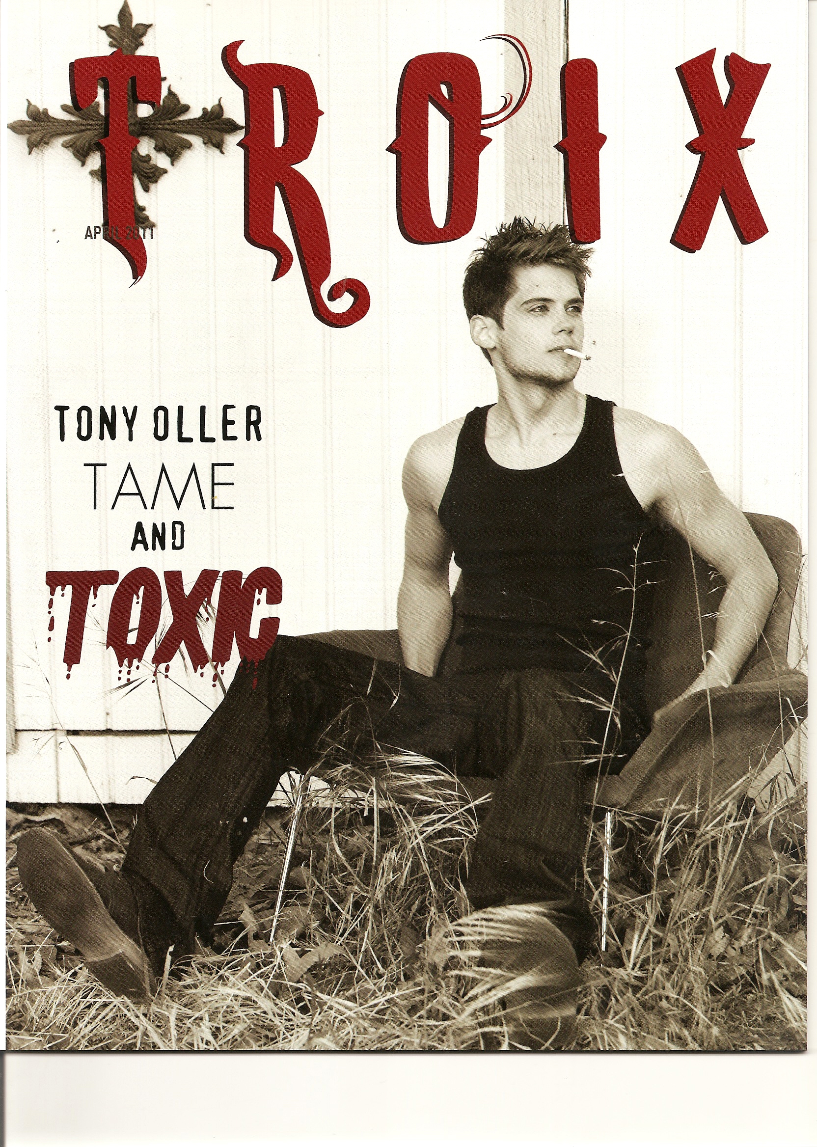 Cover photo for Troix Magazine's feature on Tony Oller, April 2011, 