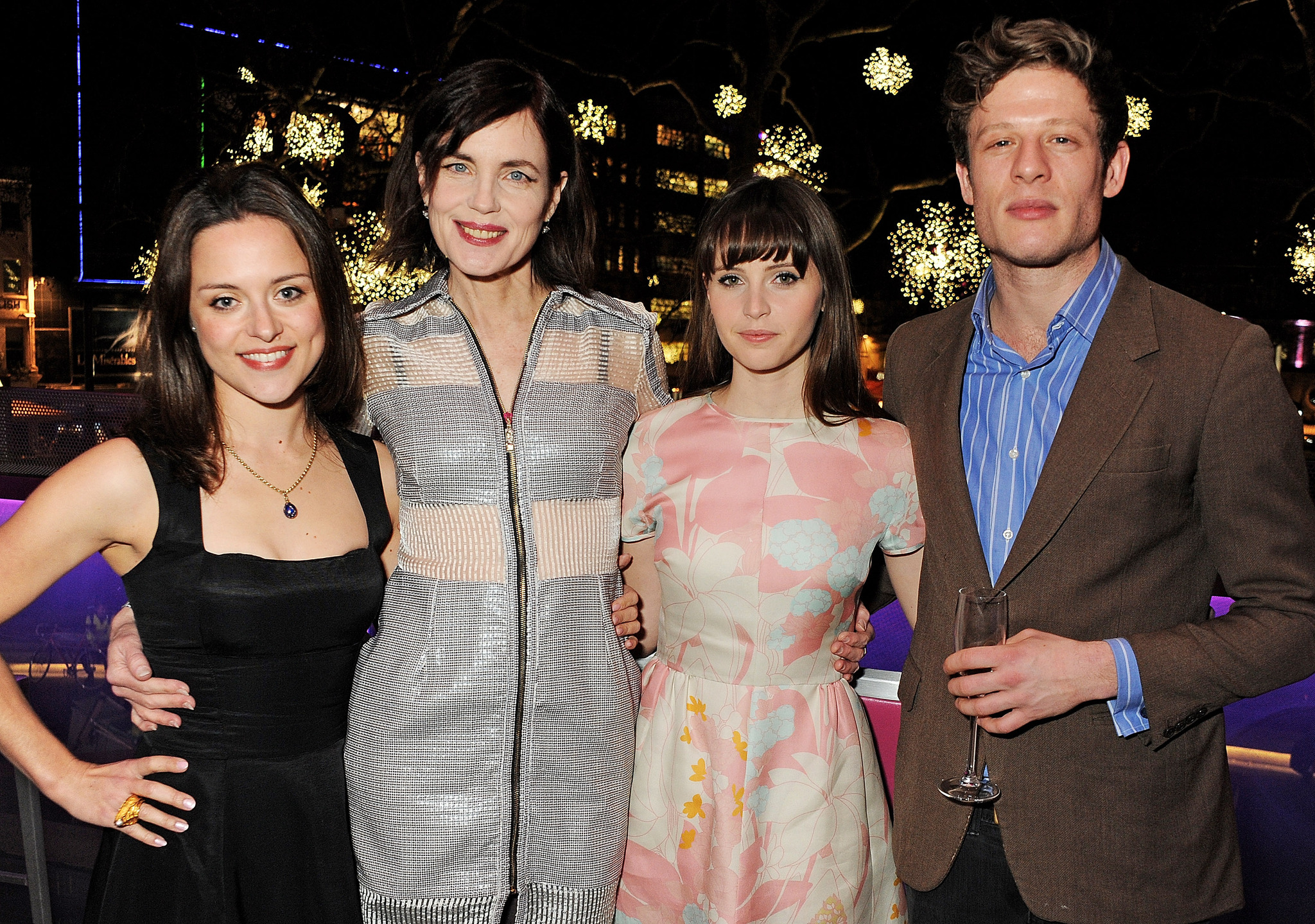 Elizabeth McGovern, Felicity Jones, Zoë Tapper and James Norton at event of Cheerful Weather for the Wedding (2012)