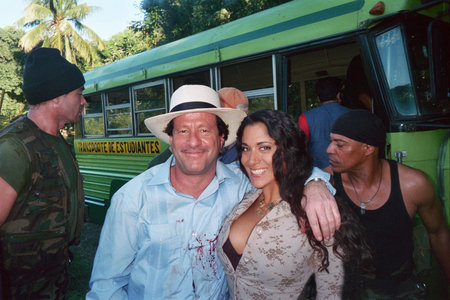 Yvonne DeLaRosa and Joaquim DeAlmeida on the set of 