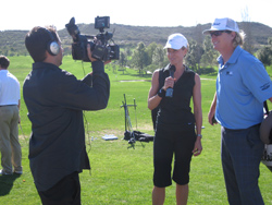 Melissa McGinnis interviews Charlie Hoffman at the Charlie Hoffman Pro-Am Golf Tournament, La Jolla CA, 2009