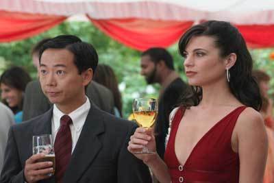 Leah Cairns and Rick Tae on set of Godiva's