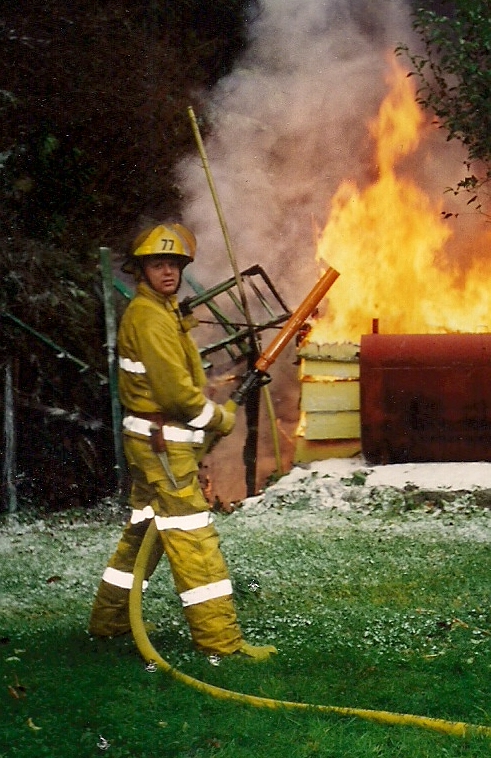 When I was a Firefighter at a fire scene. This is a real fire!