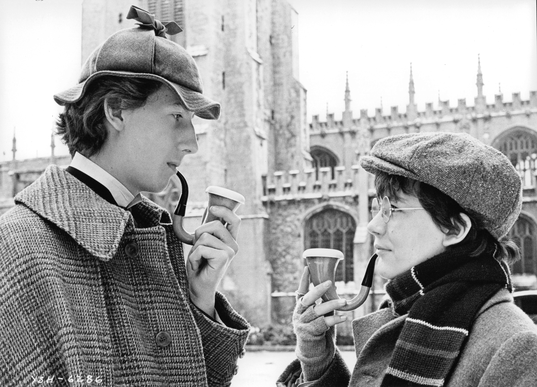 Still of Alan Cox and Nicholas Rowe in Young Sherlock Holmes (1985)