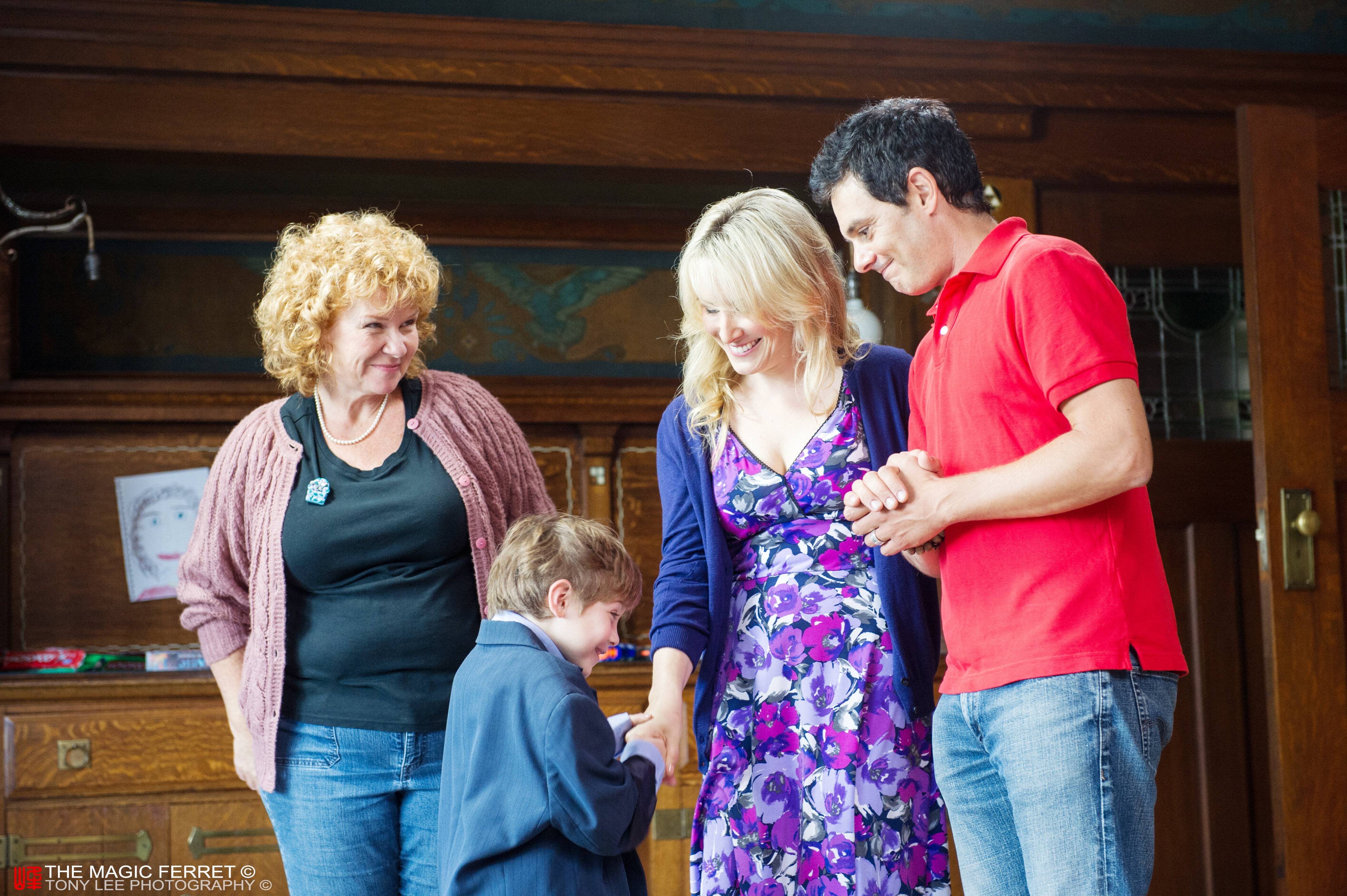 Still of Beverley Elliott, Jacob Tremblay, Lisa Durupt and Fred Ewanuick in The Magic Ferret.