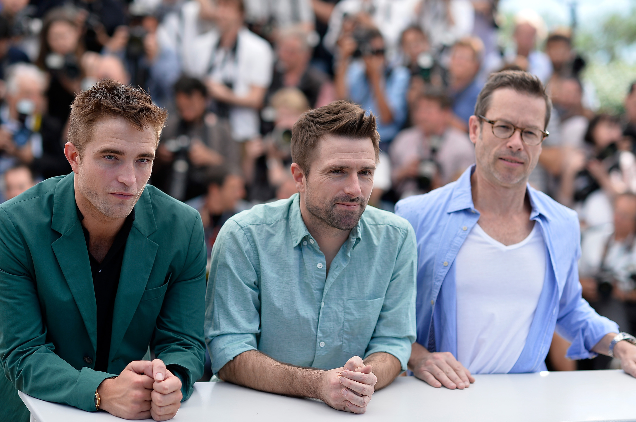 Guy Pearce, Robert Pattinson and David Michôd at event of The Rover (2014)
