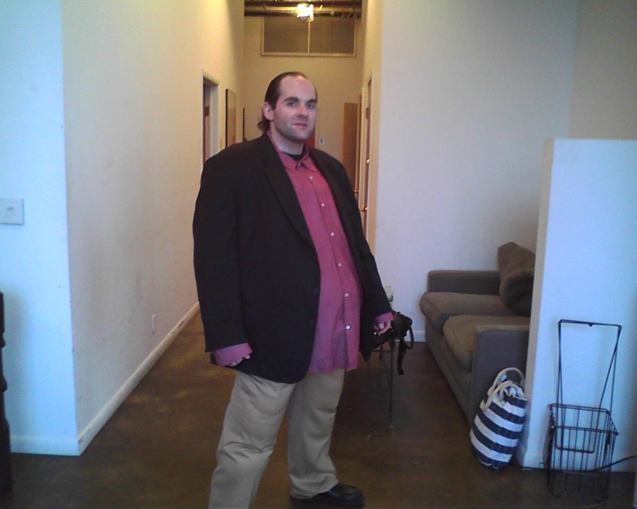 As the morbidly obese Joe Fama on the set of 
