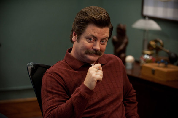 Still of Nick Offerman and Colleen Hayes in Parks and Recreation (2009)