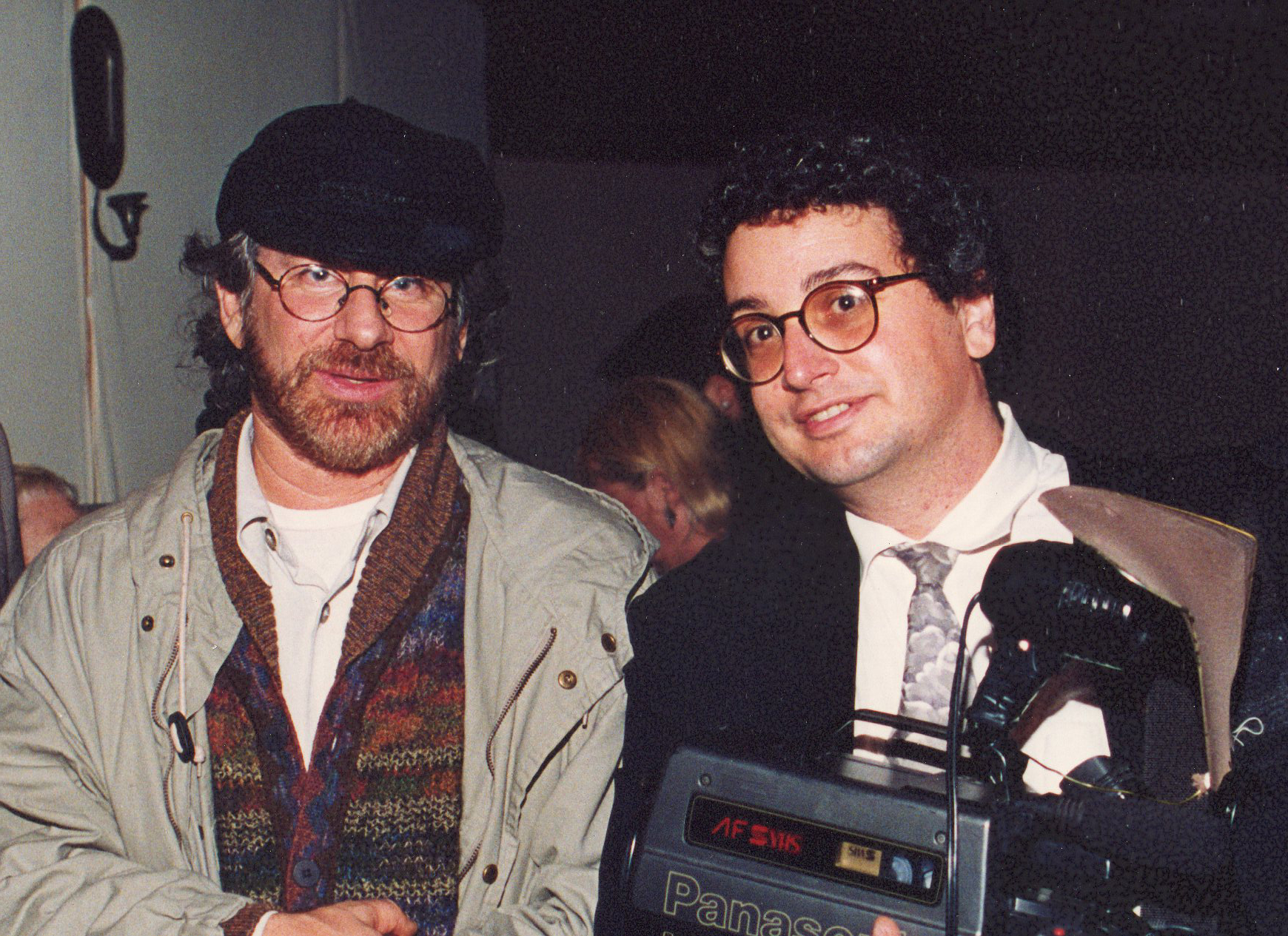 Randy Bellous with Steven Spielberg, shooting video for Steven's mother's 75th Birthday.