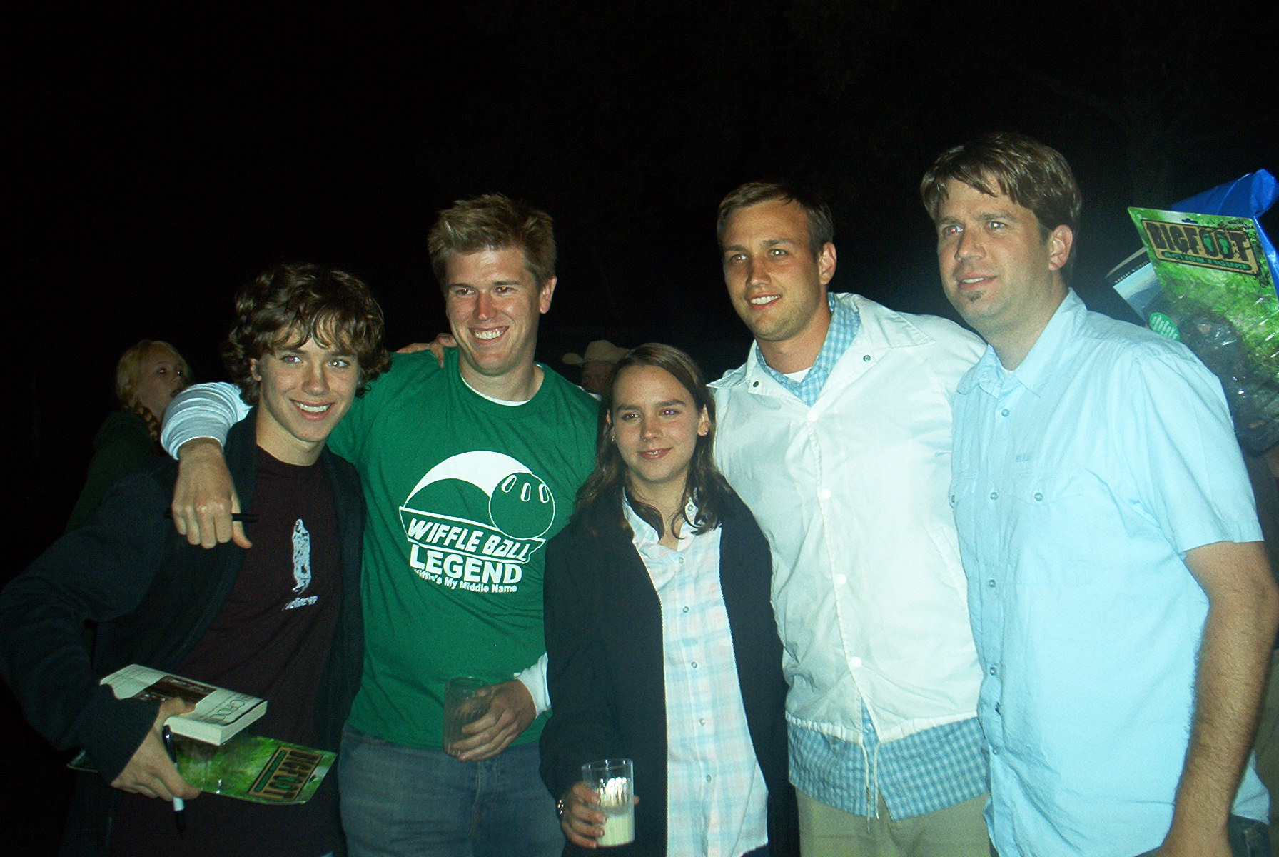 Jeremy Sumpter, Jeremy Coon,Addie Land, Tim Skousen Cory Lorenzen, 2 am after filming final scene The Sasquatch Gang 2005