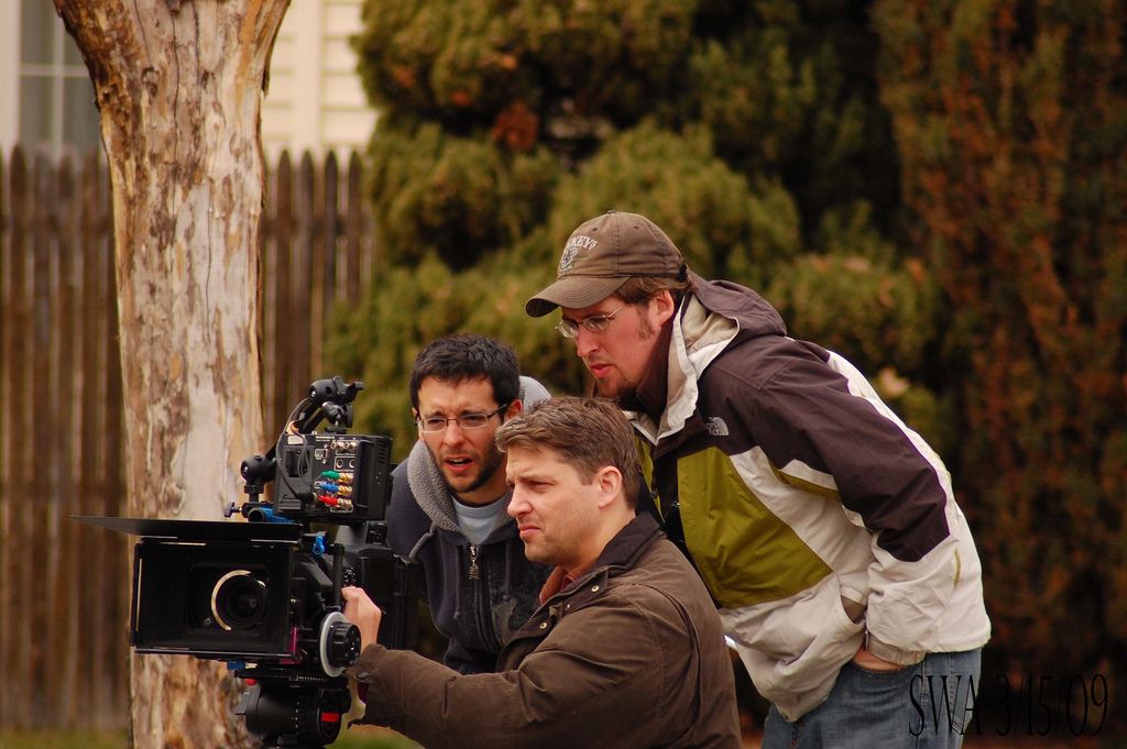 Mark Nistico, Ian Dudley (DP), and Austin Murray (AD) on the set of Blue Collar Boys