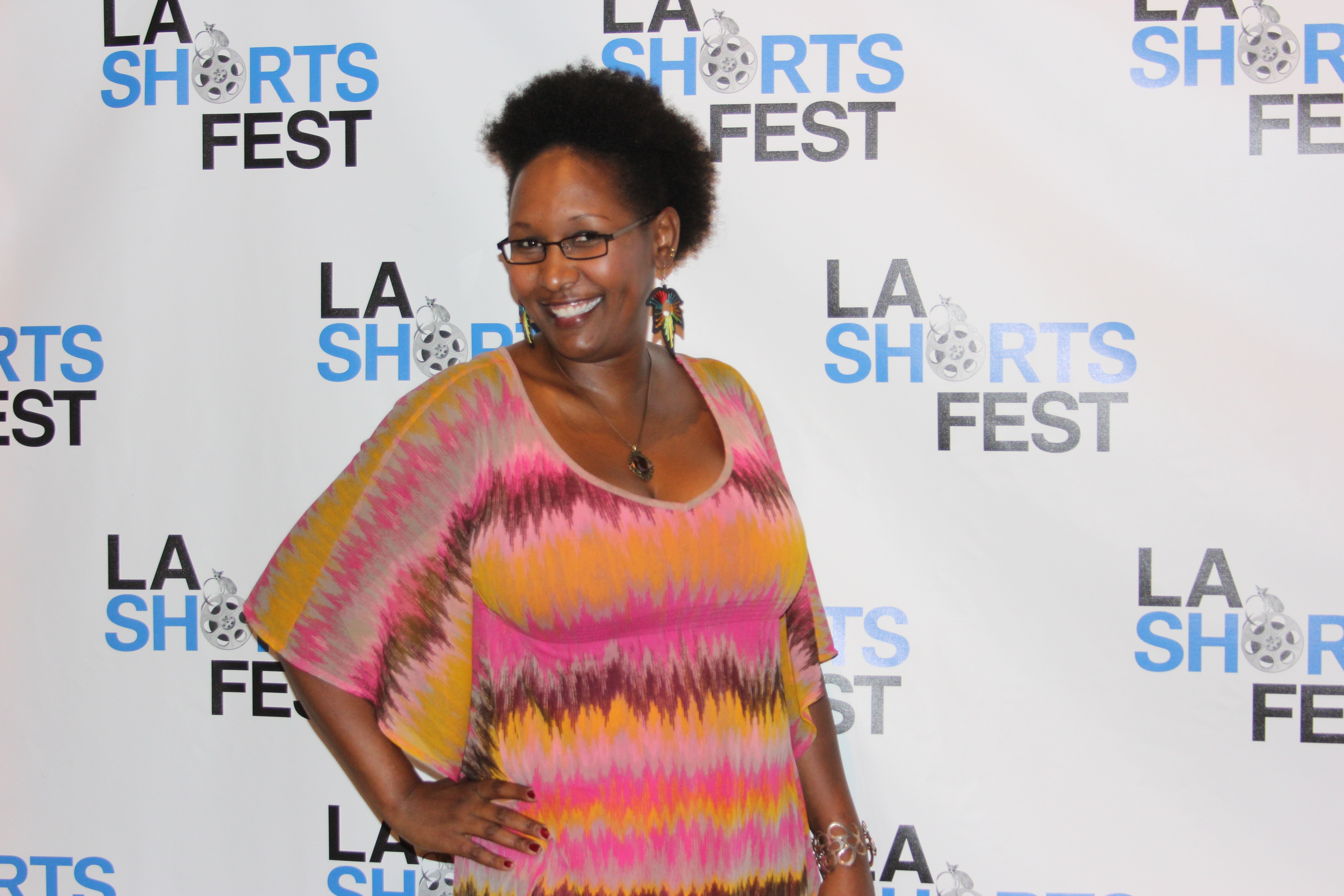 Director Wanjiru Njendu at the Look Again screening at Los Angeles International Shorts Film Festival. September 2012