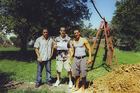 Kevin Interdonato, Paul DiVitto, and Mark Nistico on the set of Milking the Chicken.