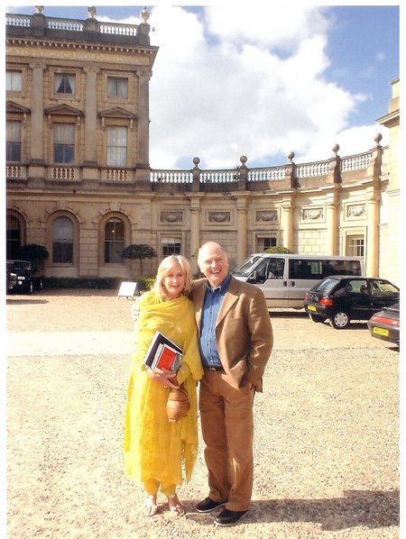 Cliveden Hotel, Berkshire, Taplow, England. Liz Brewer and Ronnie in the wonderful English sun. April 2005, Ronnies 60th birthday. His home away from home.
