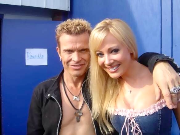 Billy Idol and Stacey Hayes behind the scenes shooting music video for song SUMMERTIME