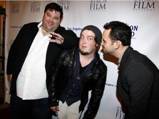 Robbie Kaller, Tommy Snider and Bryan Bellomo, from left, ham it up on the red carpet during at the closing night party for the Newport Beach Film Festival at Via Lido Courtyard. They are in a movie titled 