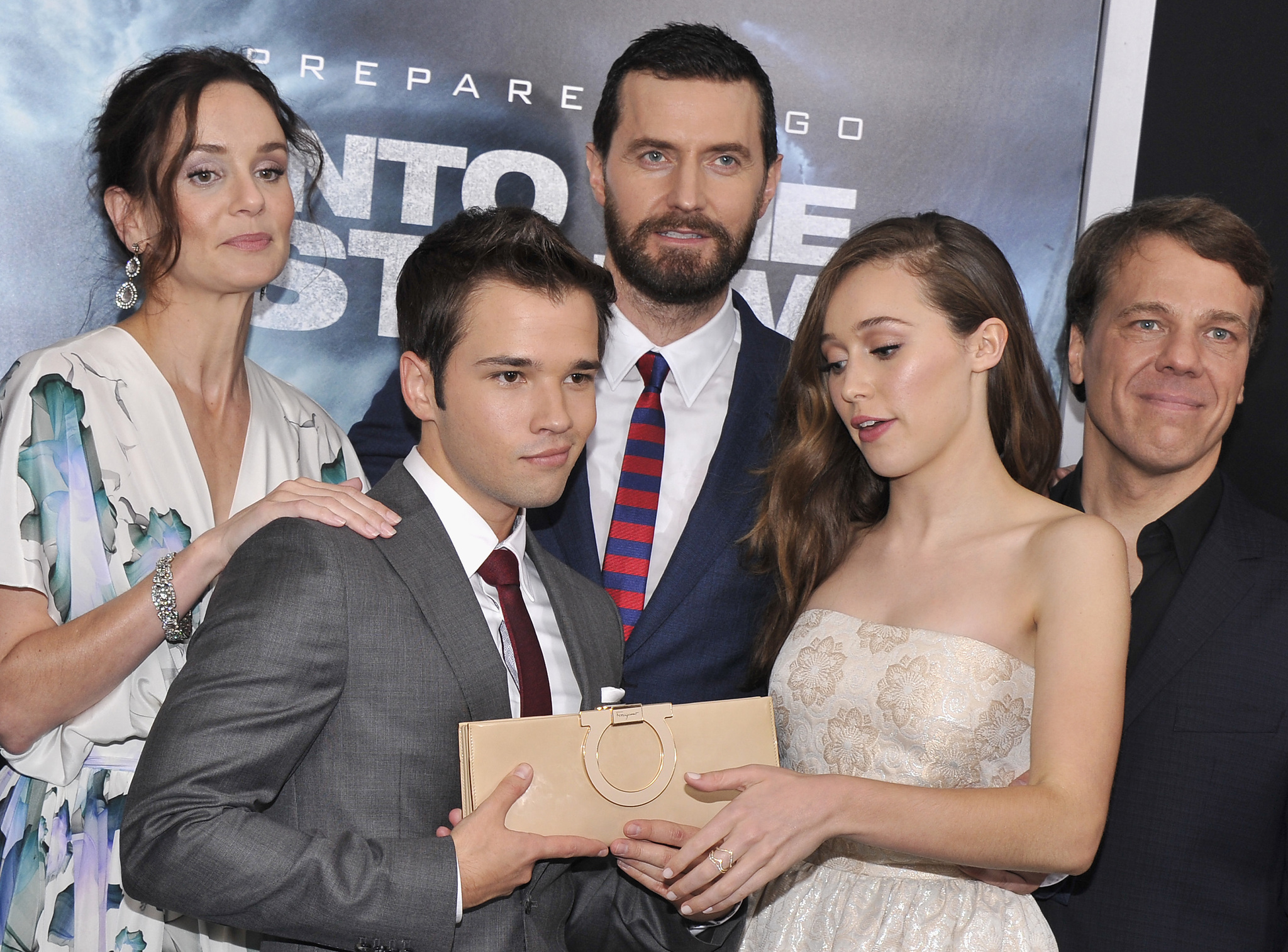 Richard Armitage, Nathan Kress, Steven Quale, Sarah Wayne Callies and Alycia Debnam-Carey at event of Into the Storm (2014)