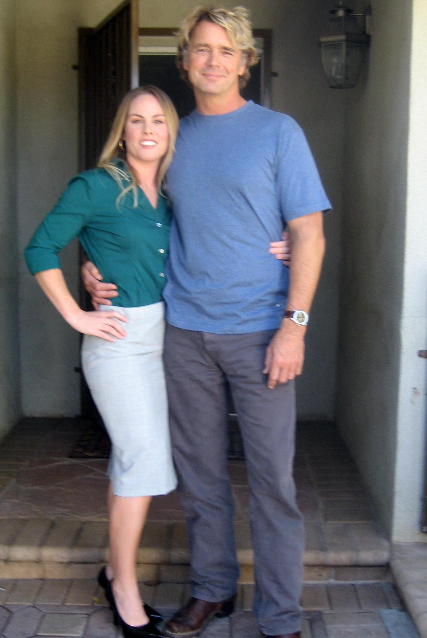 Christy Oldham and John Schneider on the set of 'The Gods Of Circumstance'.