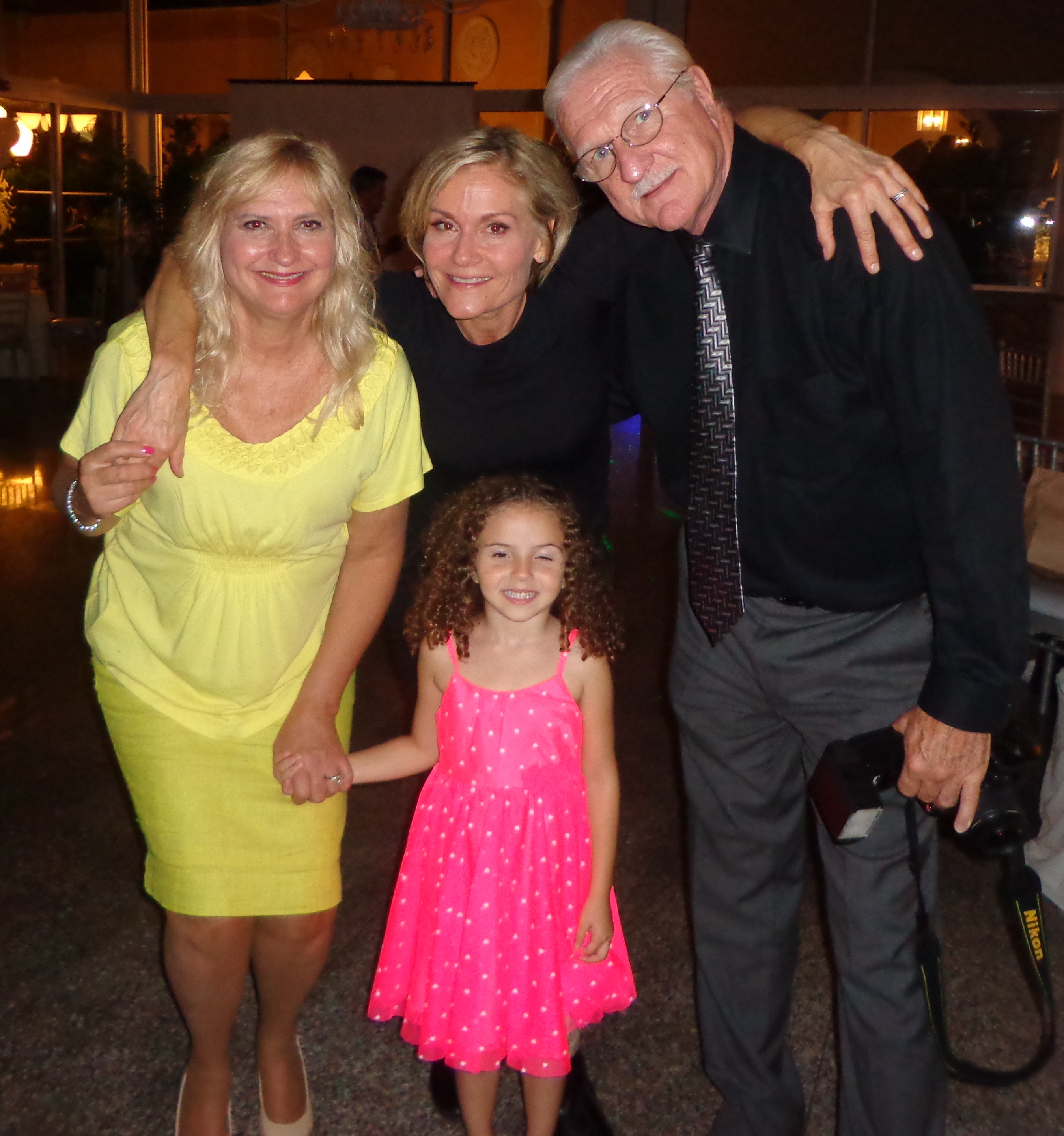 Helen Proimos (Grandma), Karen Sillas (Trish), Gregory M. Brown (Grandpa), and Brianna (Sam) at wrap party for feature film, 'STUFF'