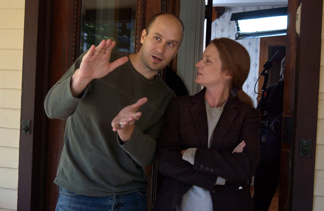 Writer/Director Stefan Schaefer directs Golden Globe and Academy Award winner Melissa Leo, on the set of 