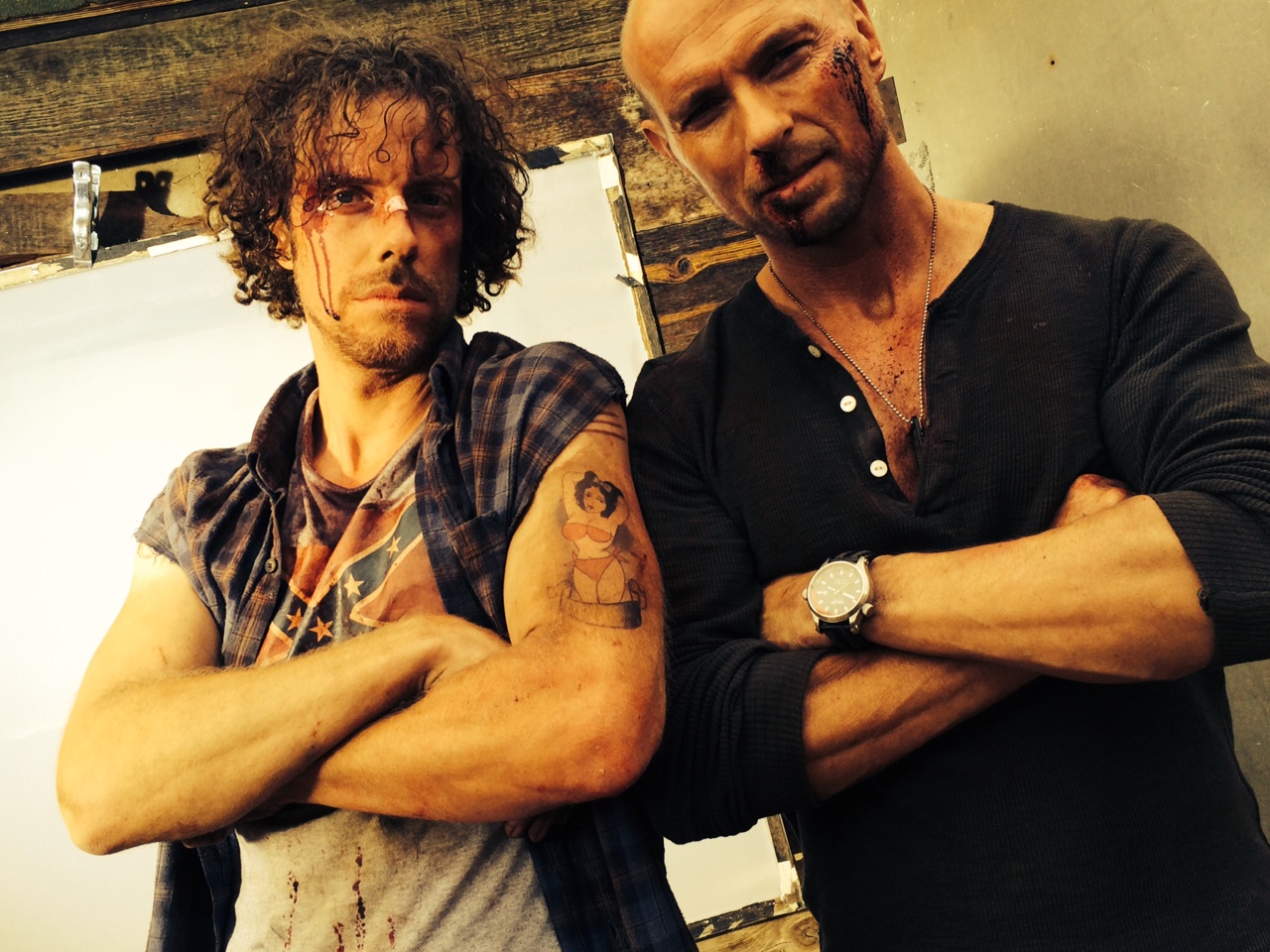 Brian Shakti and Luke Goss on the set of AWOL-72