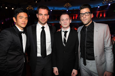 John Cho, Zachary Quinto, Anton Yelchin and Chris Pine at event of 15th Annual Critics' Choice Movie Awards (2010)