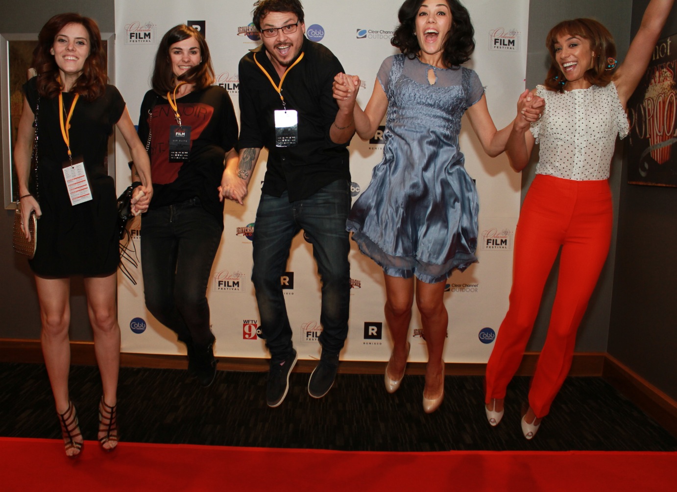 Adriana Mather, Anya Remizova, James Bird, Mishel Prada, and Leah Briese on the Red Carpet at the Orlando Film Festival