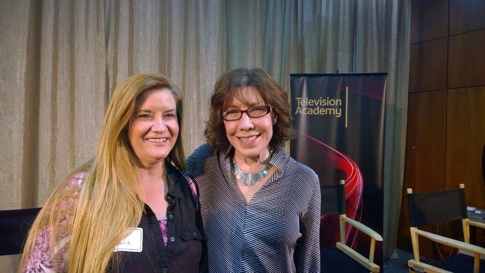 with Lily Tomlin at a Television Academy event.
