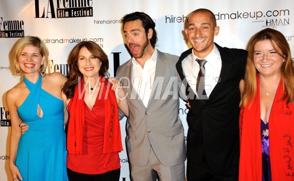Caption: LOS ANGELES, CA - OCTOBER 11: Actress Caroline Macey, director Kimberly Jentzen, actor Andrew Fognani, actor Clayton Hoff and producer Peggy Lane arrive for the LA Femme International Film Festival - Opening Night Gala held at The Renberg Theatre on October 11, 2012 in Los Angeles, California. (Photo by Albert L. Ortega/WireImage)