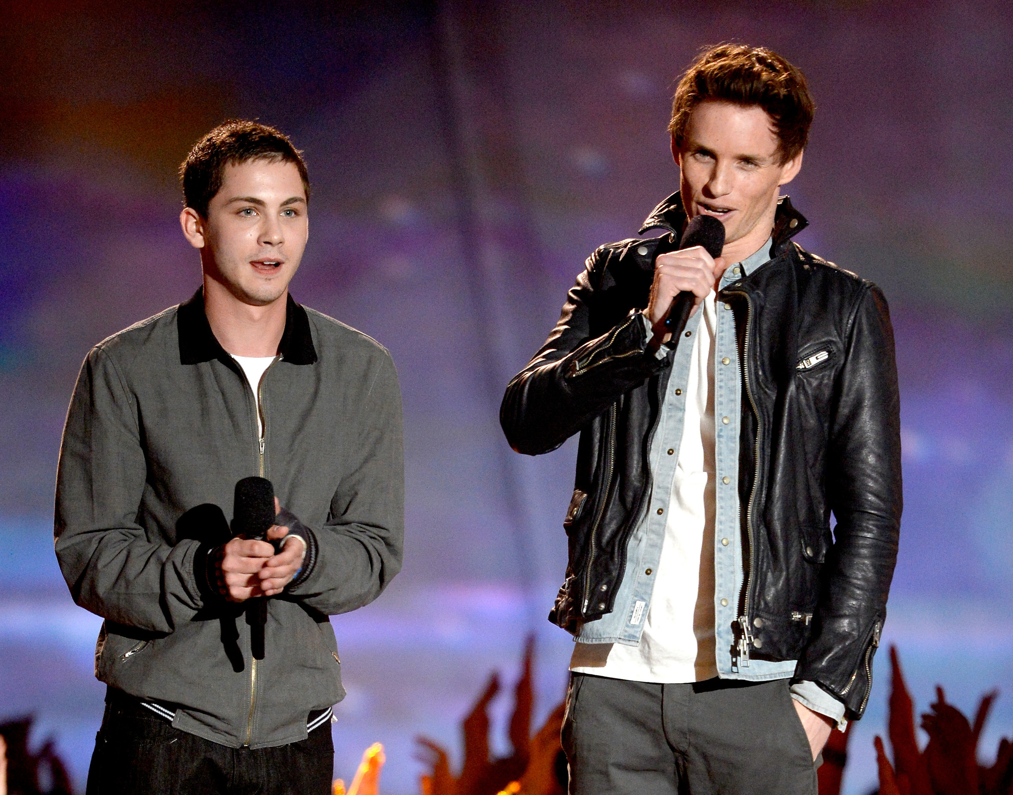 Logan Lerman and Eddie Redmayne at event of 2013 MTV Movie Awards (2013)