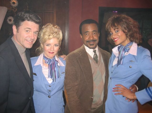 On set of Glory Daze with John Michael Higgins, Melinda Hall, and Tim Meadows.