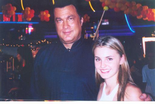 Ailey MacQueen with Steven Seagal on the Belly of the Beast set