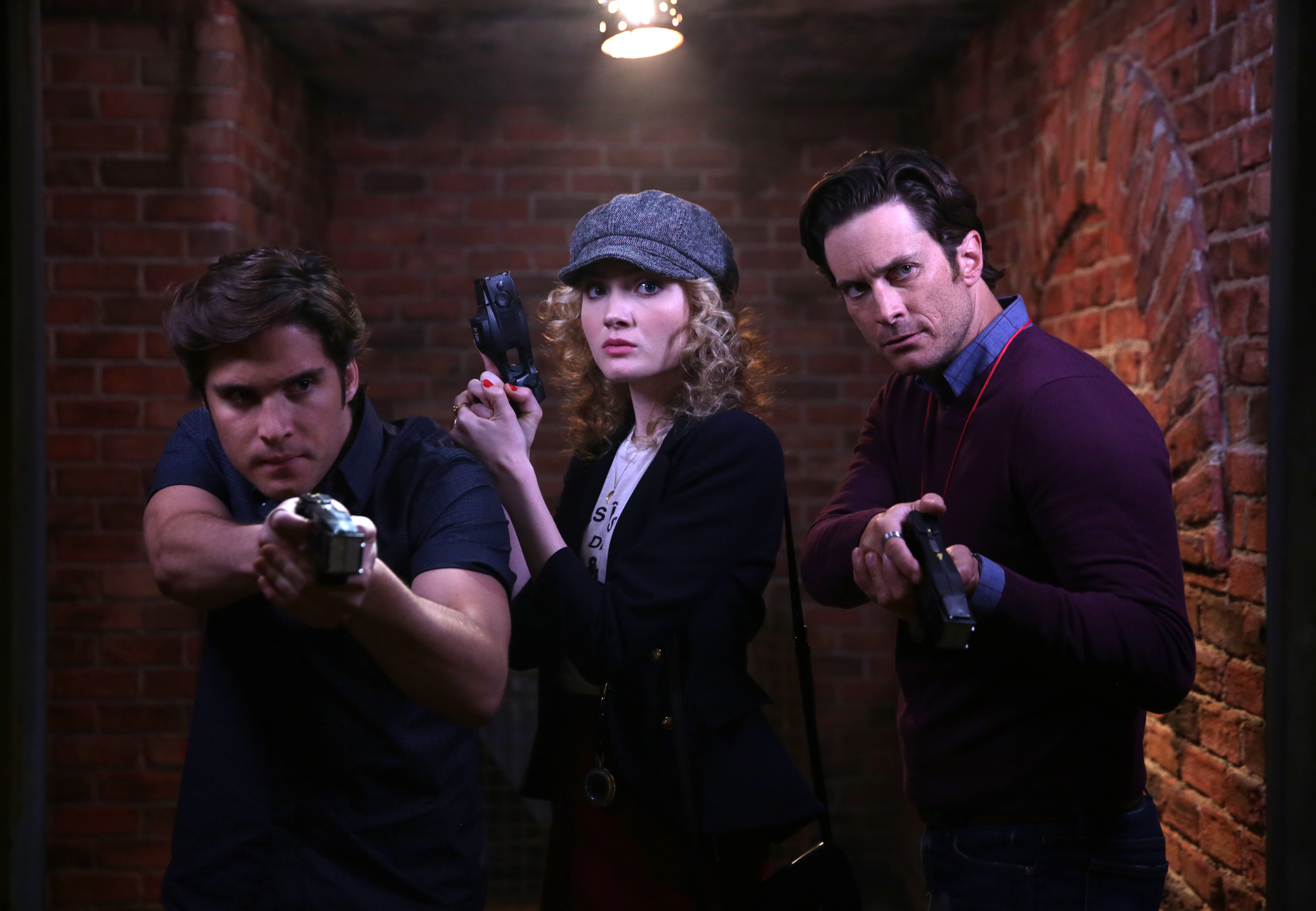 Still of Oliver Hudson, Skyler Samuels and Diego Boneta in Scream Queens (2015)