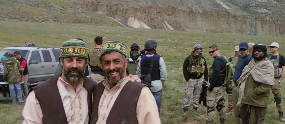 On set of the Feature Film AFGHAN LUKE. Parm Soor as Ustad Mir. With Stunt Coordinator Lauro Chartrand.