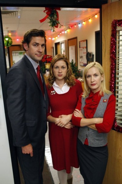 Still of Jenna Fischer, John Krasinski and Angela Kinsey in The Office (2005)