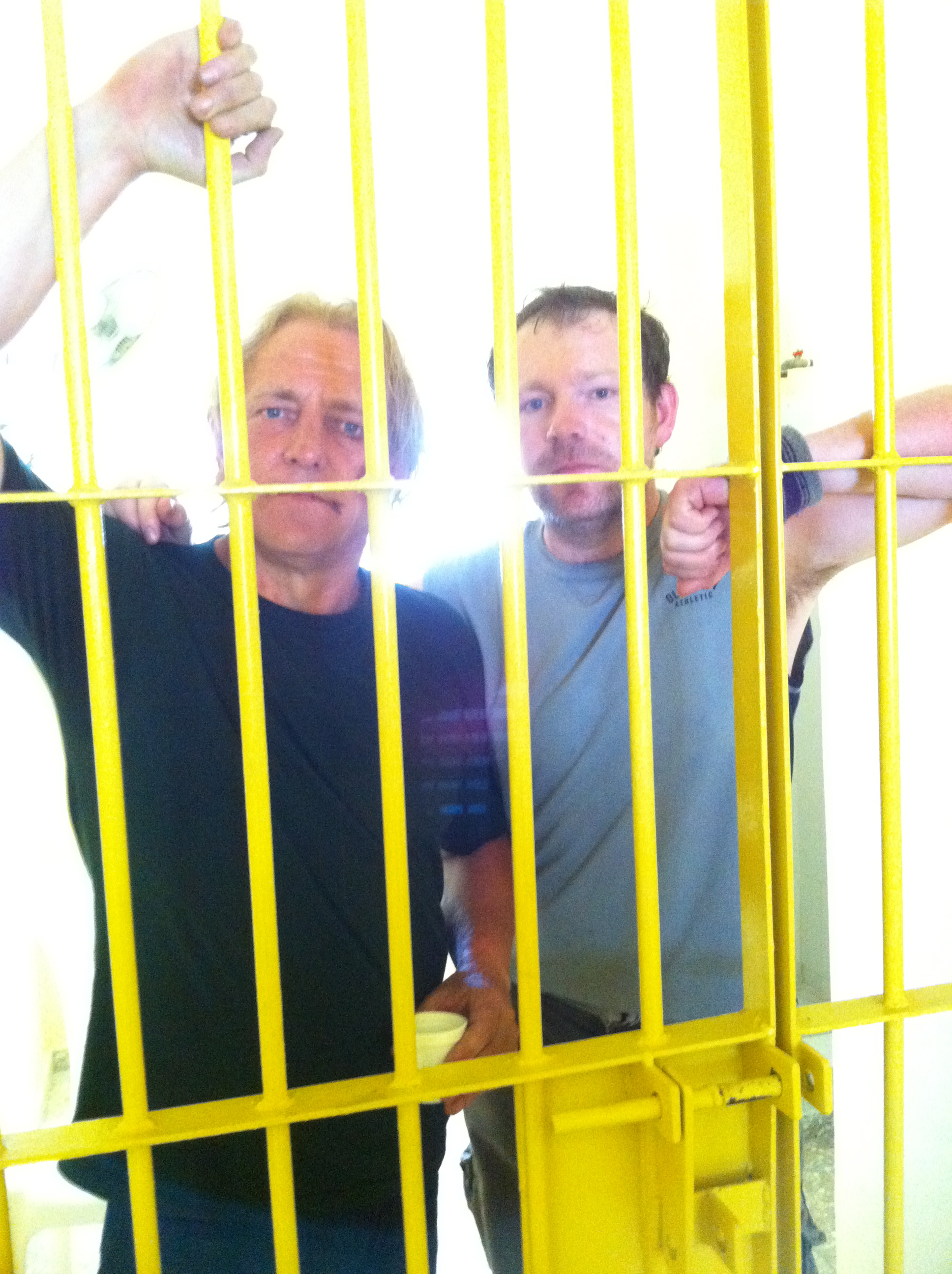 Dom Kinnaird & Mark Wingett in Jail on location in 'Banged up Abroad'