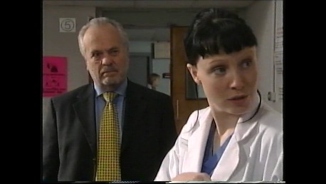 Still of Gwenfair Vaughan as Dr Allen in 'A Mind to Kill' detective series with Philip Madog.