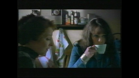 Still of Gwenfair Vaughan in Y Siop/The Shop television drama.