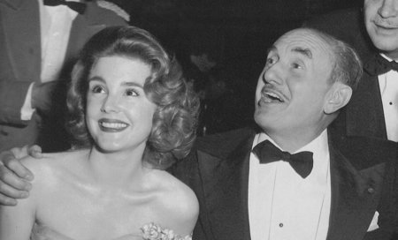Karen Sharpe and Jack L. Warner celebrate the premiere of The High and the Mighty