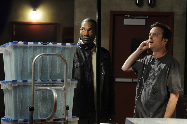 Tyrus Kitt (Ray Campbell) and Jesse Pinkman (Aaron Paul) on Breaking Bad from the episode 
