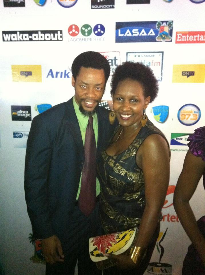 With writer/producer/director Wanjiru Njendu, at the 2012 AMAA awards.