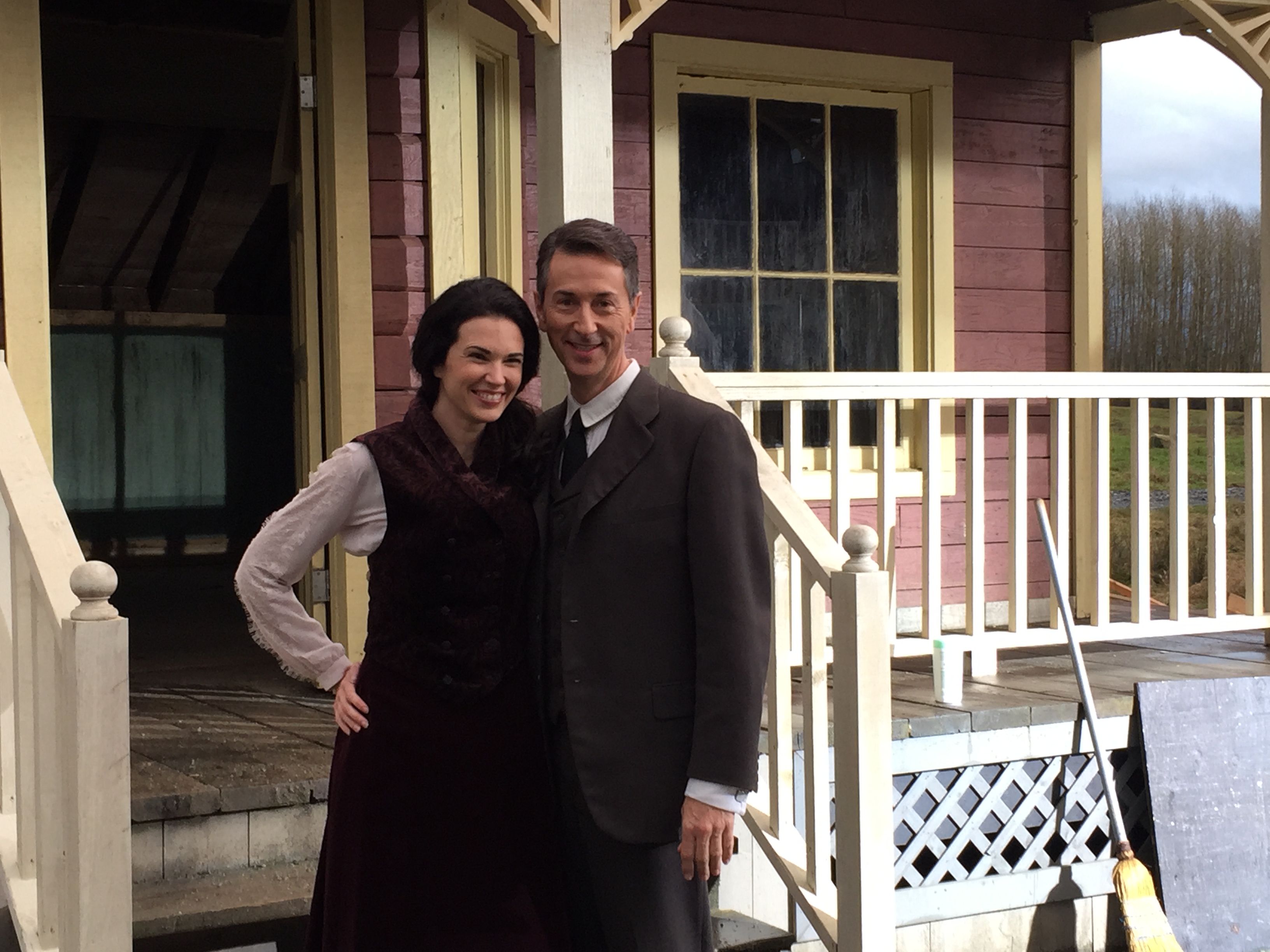 With Laura Mennell on the set of 