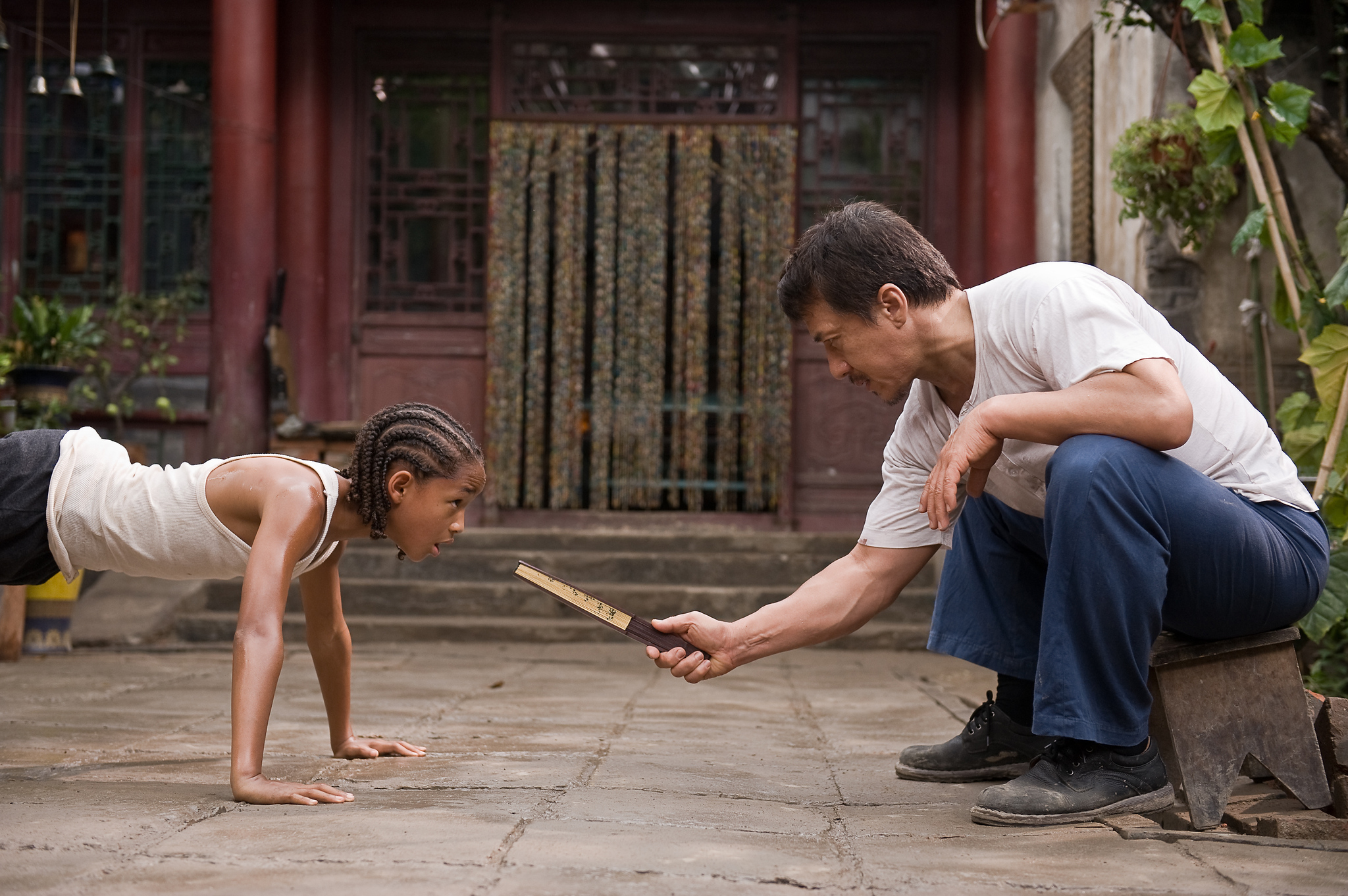 Still of Jackie Chan and Jaden Smith in The Karate Kid (2010)